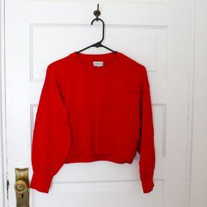 Silverflint Red Crop Sweater Lantern Sleeve S